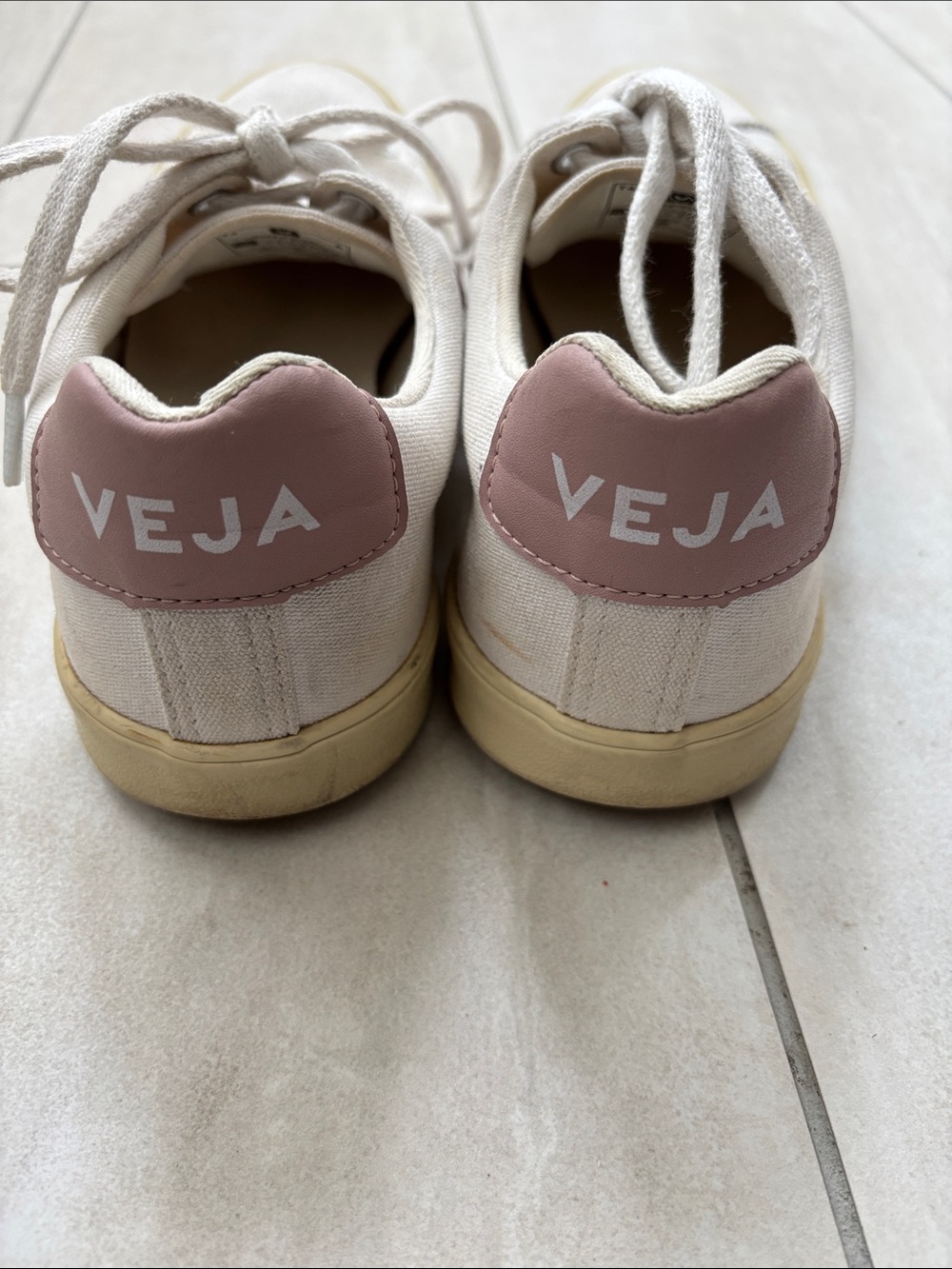 Veja Esplar SE White Canvas Sneakers Pink Logo 8 - Picture 8 of 12